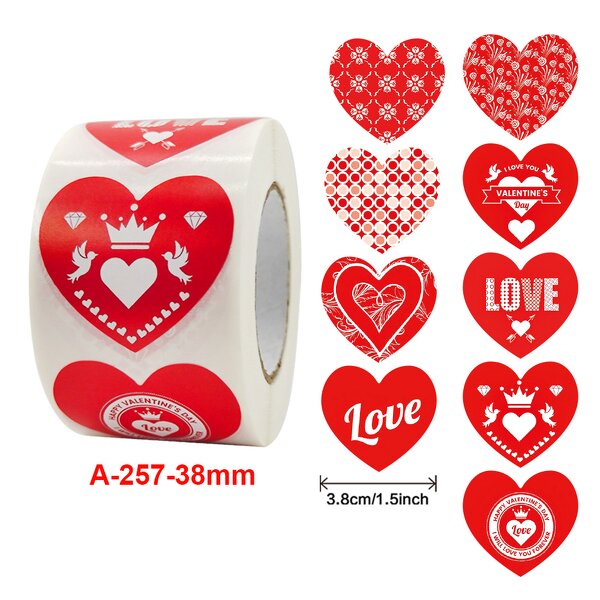 Valentine Sticker Manufacturer - OEM 2023 Red Heart Shape I love You