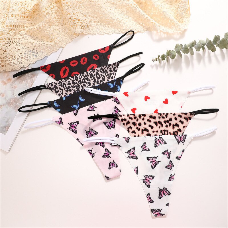 Thongs Factory - OEM Butterfly Leopard Lip Low Waist T-Back
