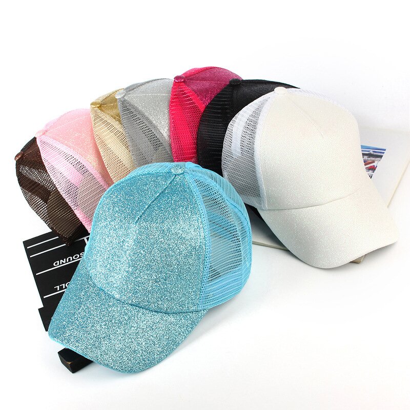 Baseball Cap Manufacturer - OEM Custom Glitter Ponytail Women's Cap