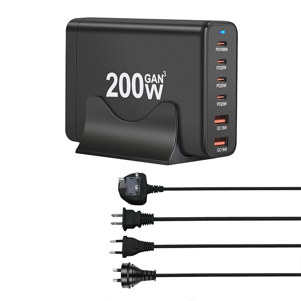 Charger Factory - 200W GaN MultiPort Wall High Power Desktop Charger