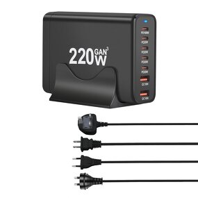 Charger Manufacturer - 220W GaN High Power Desktop Fast Charger 5+2 Port