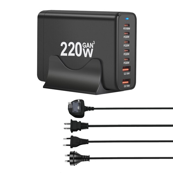 Charger Manufacturer - 220W GaN High Power Desktop Fast Charger 5+2 Port