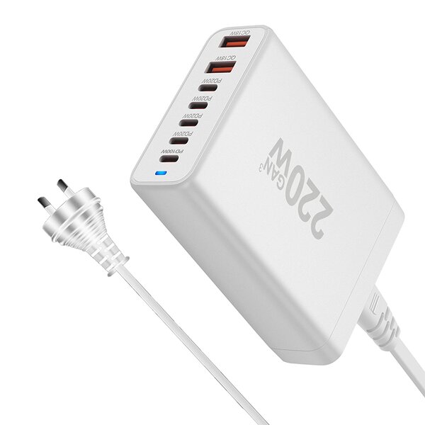 Charger Supplier - 220W 5 Port PD Type C GaN High Power Fast Charger