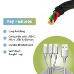 USB Cable Manufacturer - 3 in 1 Nylon Braid Fast Charging Cable