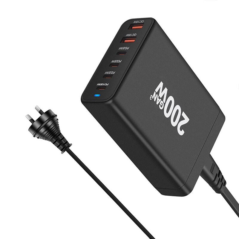 Charger Factory - 200W GaN Desktop Universal Fast Charger 4+2 Port
