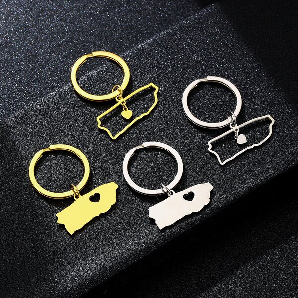 Country Flag Keychain Factory - 18K Gold Plated Puerto Rico Flag Charm Keychain