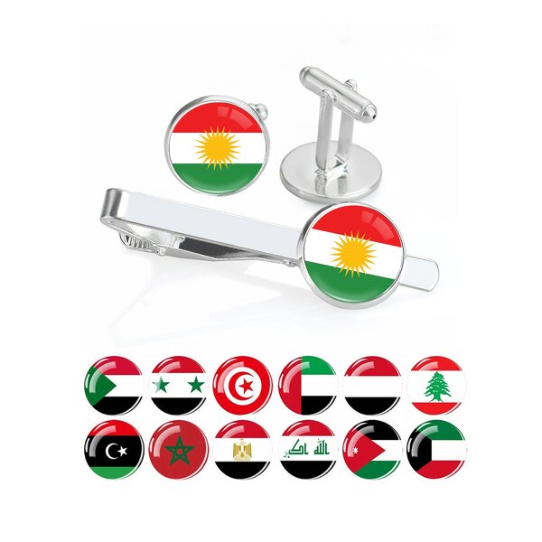 Cufflink Tie Clip Set Factory - 287 Country Flag Custom Design Cuff Links Set