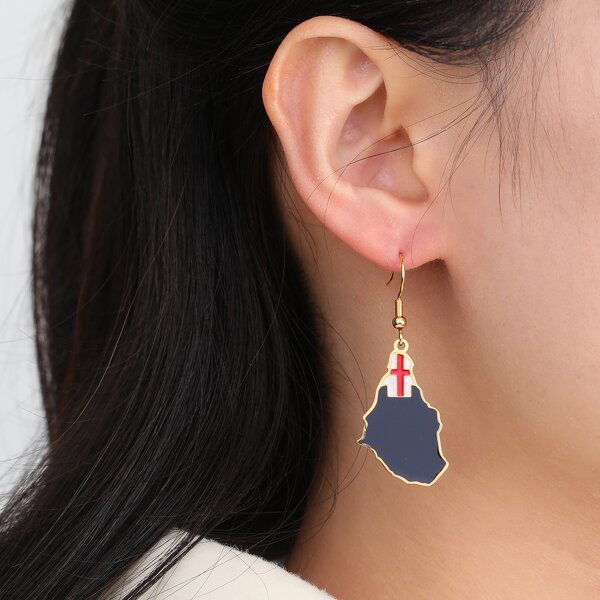 Country Flag Earrings Factory - Waterproof Stainless Steel Enamel Montserrat Island