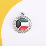 Kuwait Flag Charm Factory - Silver Enamel Kuwait Flag Rhinestone Crystal DIY