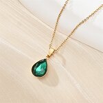 Pendant Necklace Factory - 18K Gold Stainless Steel Multicolor Zircon Rhinestone