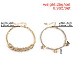 Cuban Link Anklet Factory - Lady Silver 18k Gold Bling Crystal Cuban Link Chain