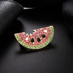 Palestine Support Pin Factory - Rhinestone Watermelon Shape Crystal Zircon Lapel Pin