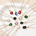 Pendant Necklace Factory - 18K Gold Stainless Steel Multicolor Zircon Rhinestone