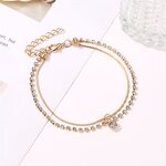 Tennis Anklet Factory - Lady Gold Bling Crystal Tennis Link Chain for Girl