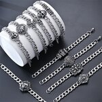 Chain Bracelet Factory - Stainless Steel Cuban Link Punk Skull Cross Charm