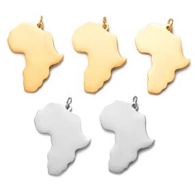 Africa Map Charm Factory - Stainless Steel 18K Gold Plated Africa Map DIY