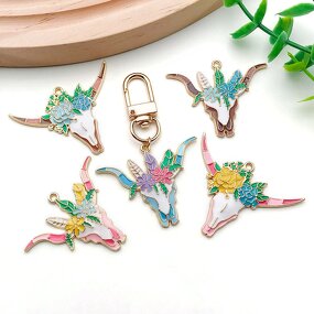 Cowboy Cowgirl Charm Factory - DIY Enamel Western Cow Head Earrings Necklace