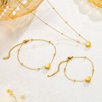 Jewelry Set Factory - Waterproof 18K Gold PVD Heart Shape Necklace Bracelet Set