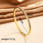 Cuff Bangle Factory - 4mm 18K Gold Plated Stainless Steel Zircon Open Bracelet