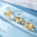 Seashell Ring Factory - 3PCS/SET Starfish Sea Shell 18K Gold Seashell Open
