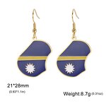 Country Flag Earrings Factory - Waterproof Stainless Steel Enamel Republic of Nauru