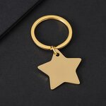 Keychain Factory - Stainless Steel Star Pendant Personalized Engraved Keyring