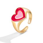 Enamel Ring Set Factory - Fashion Silver Gold Plated Colored Heart Shape Open
