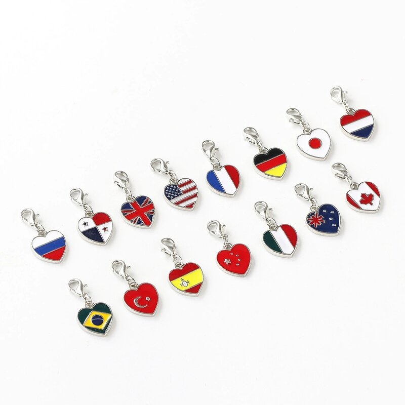 Country Flag Heart Charm Factory - Enamel Heart Shape United States Germany Flag