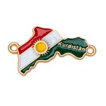 Kurdistan Flag Charm Factory - Gold Plating Enamel Kurdistan Flag Map DIY