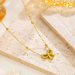 Jewelry Set Factory - 18K Gold Plated Bowknot Pendant Link Chain Necklace Set