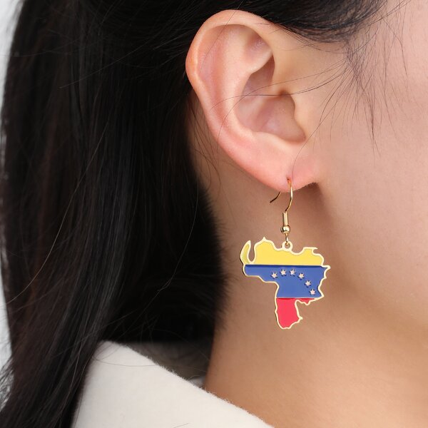 Country Flag Earrings Factory - Waterproof Stainless Steel Enamel Venezuela Flag