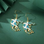 Country Flag Earrings Factory - Waterproof Stainless Steel Enamel Greece Flag Map