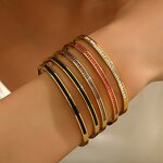 Cuff Bangle Factory - Waterproof 18K Gold PVD Plated Stainless Steel Zircon