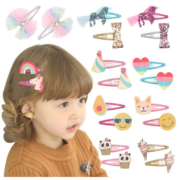 Hair Clip Set Factory - Sweet Baby Unicorn Rainbow Cat Bow Tie Clip Barrettes