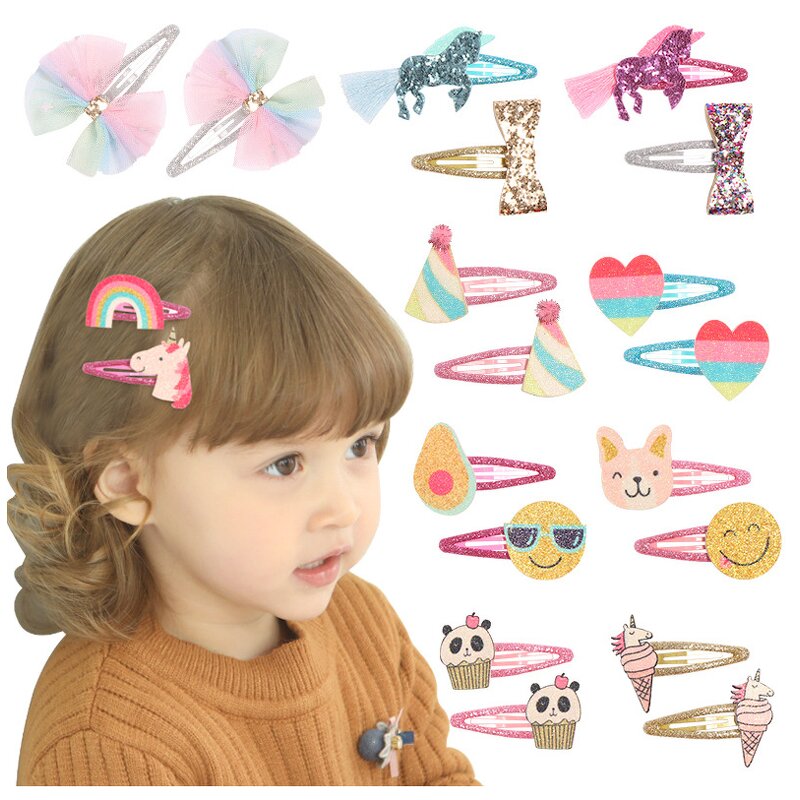Hair Clip Set Factory - Sweet Baby Unicorn Rainbow Cat Bow Tie Clip Barrettes