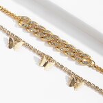 Cuban Link Anklet Factory - Lady Silver 18k Gold Bling Crystal Cuban Link Chain