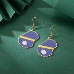 Country Flag Earrings Factory - Waterproof Stainless Steel Enamel Republic of Nauru