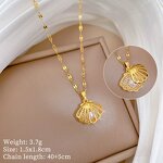 Seashell Necklace Factory - Summer Fashion Gold Seashell Pendant with Pearl