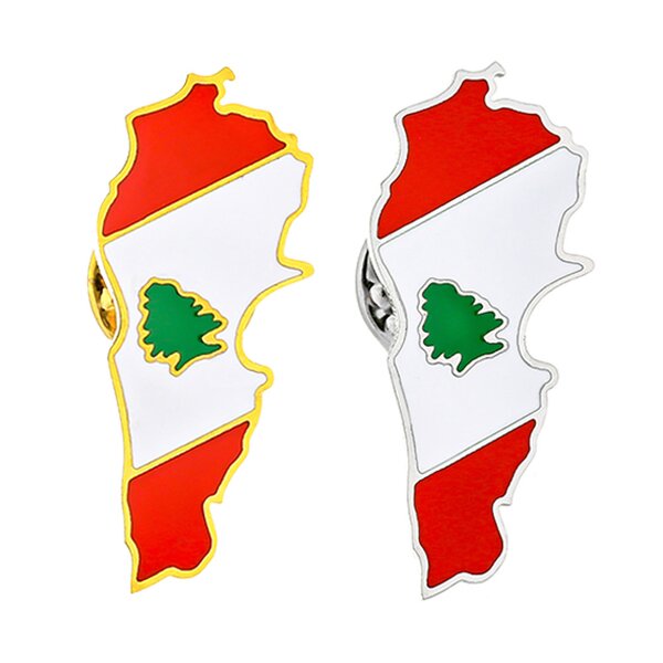 Country Flag Pin Factory - Manufacturer 18K Gold Plated Lebanon National Flag Lapel
