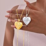 Photo Locket Necklace Factory - 18K Gold Stainless Steel Heart Shape Cylinder Locket