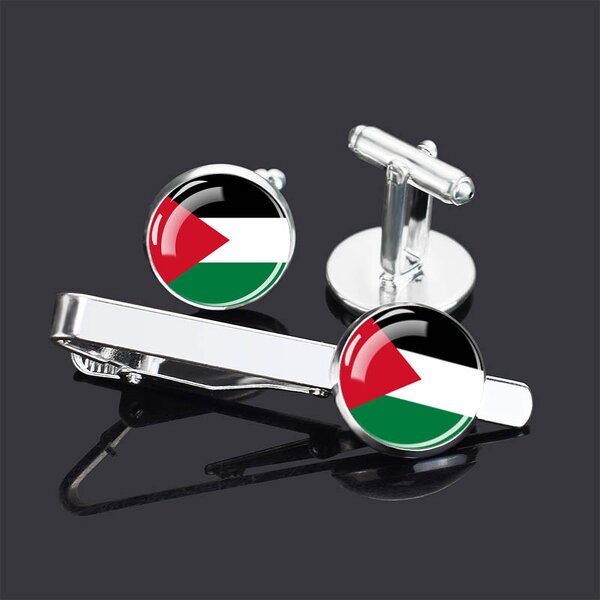 Cufflink Tie Clip Set Factory - 287 Country Flag Custom Design Cufflinks Set