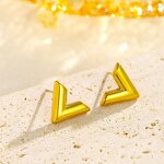 Jewelry Set Factory - Waterproof 18k Gold V Shape Pendant Necklace Earrings Set