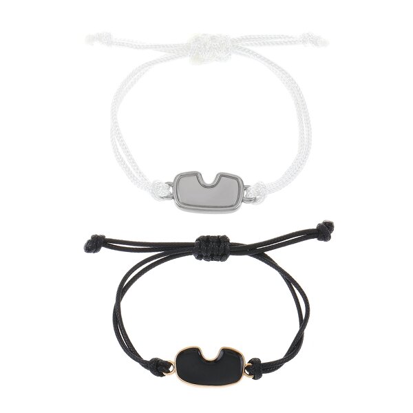 Charm Bracelet Factory - Stainless Steel Ski Goggles Rope Macrame Couple Bracelet