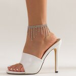 Tassel Anklet Factory - Lady Silver Tassel Rhinestones Crystal Zircon Summer Beach