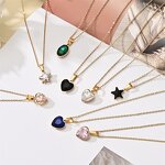 Pendant Necklace Factory - 18K Gold Stainless Steel Multicolor Zircon Rhinestone