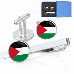 Cufflink Tie Clip Set Factory - Palestine Flag Custom Design Cuff Links Set