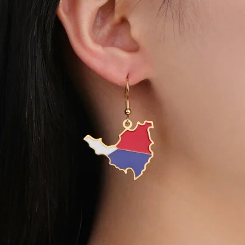 Country Flag Earrings Factory - Waterproof Stainless Steel Enamel Saint Martin Flag