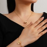 Jewelry Set Factory - 18K Gold Roman Number Interlocked Circles Zircon Set