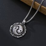 Pendant Necklace Factory - 316L Stainless Steel Saint Benedict Yinyang Dragon