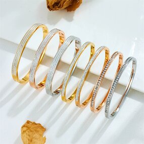 Bangle Bracelet Factory - Waterproof Non Tarnish 4-6mm Stainless Steel Zircon
